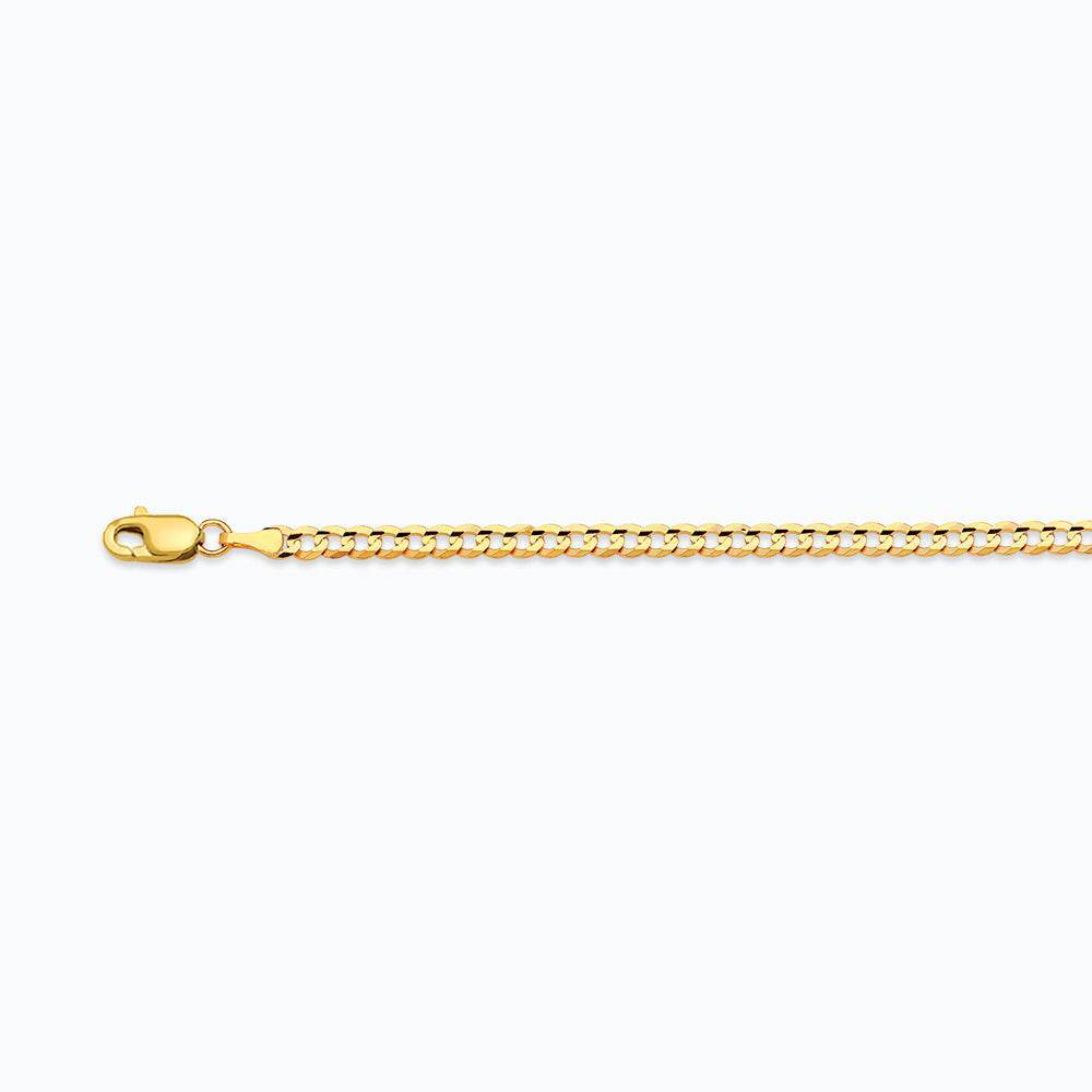 10K 2.5MM YELLOW GOLD SOLID CURB 20" CHAIN NECKLACE (AVAILABLE IN LENGTHS 7" - 30")