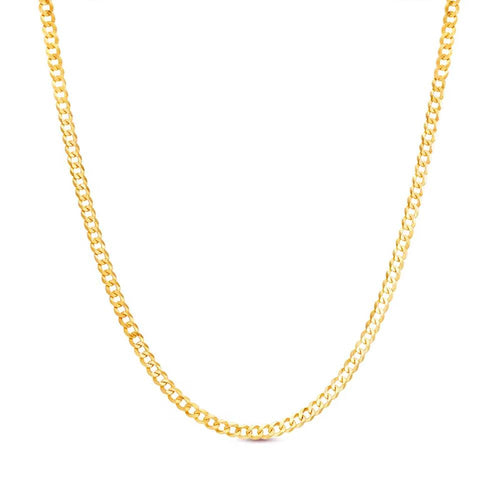 10K 2.5MM YELLOW GOLD SOLID CURB 16" CHAIN NECKLACE (AVAILABLE IN LENGTHS 7" - 30")