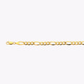 10K 6.5MM YELLOW GOLD HOLLOW FIGARO 8.5" CHAIN BRACELET (AVAILABLE IN LENGTHS 7" - 30")