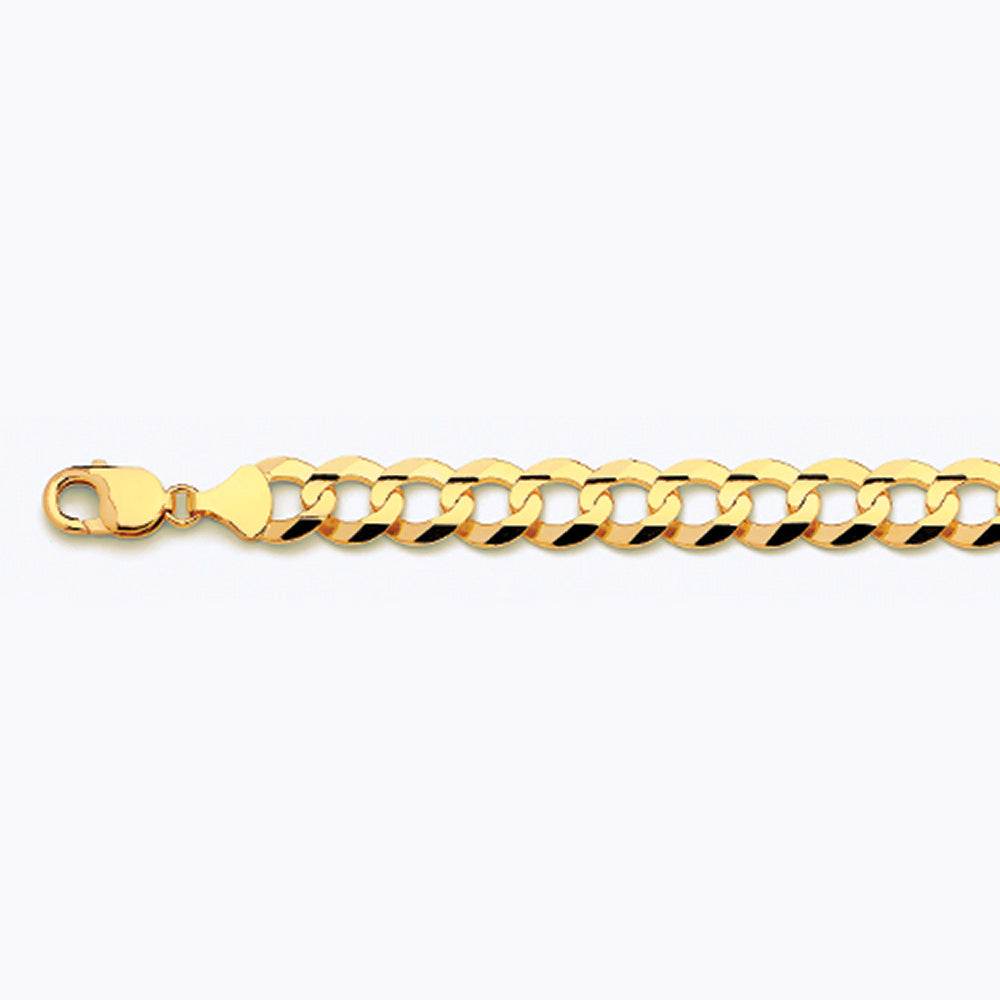 14K 12MM YELLOW GOLD SOLID CURB 24" CHAIN NECKLACE (AVAILABLE IN LENGTHS 7" - 30")