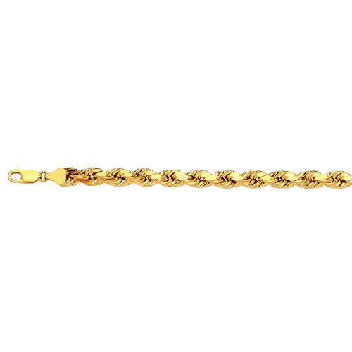 10K 5MM YELLOW GOLD DC HOLLOW ROPE 26" CHAIN NECKLACE (AVAILABLE IN LENGTHS 7" - 30")
