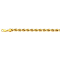 10K 3MM YELLOW GOLD DC HOLLOW ROPE 8.5" CHAIN BRACELET (AVAILABLE IN LENGTHS 7" - 30")