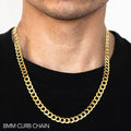 10K 8MM YELLOW GOLD SOLID CURB 22" CHAIN NECKLACE (AVAILABLE IN LENGTHS 7" - 30")