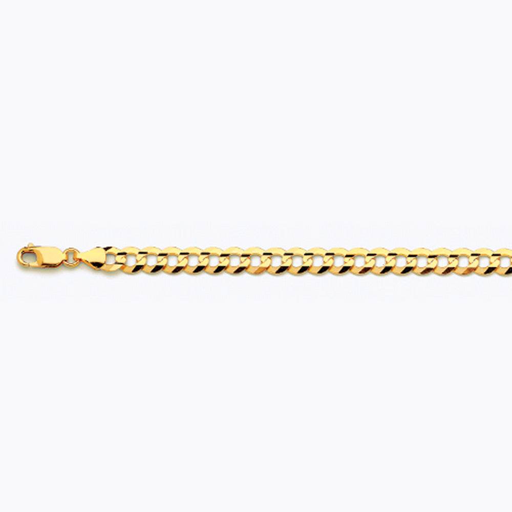 14K 7MM YELLOW GOLD SOLID CURB 26" CHAIN NECKLACE (AVAILABLE IN LENGTHS 7" - 30")