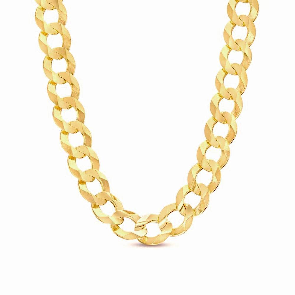 14K 7MM YELLOW GOLD SOLID CURB 26" CHAIN NECKLACE (AVAILABLE IN LENGTHS 7" - 30")