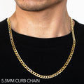 10K 5.5MM YELLOW GOLD SOLID CURB 18" CHAIN NECKLACE (AVAILABLE IN LENGTHS 7" - 30")