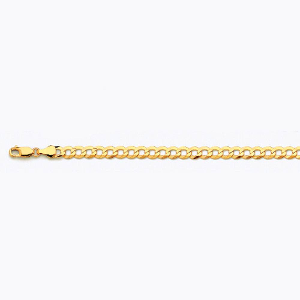14K 5.5MM YELLOW GOLD SOLID CURB 28" CHAIN NECKLACE (AVAILABLE IN LENGTHS 7" - 30")