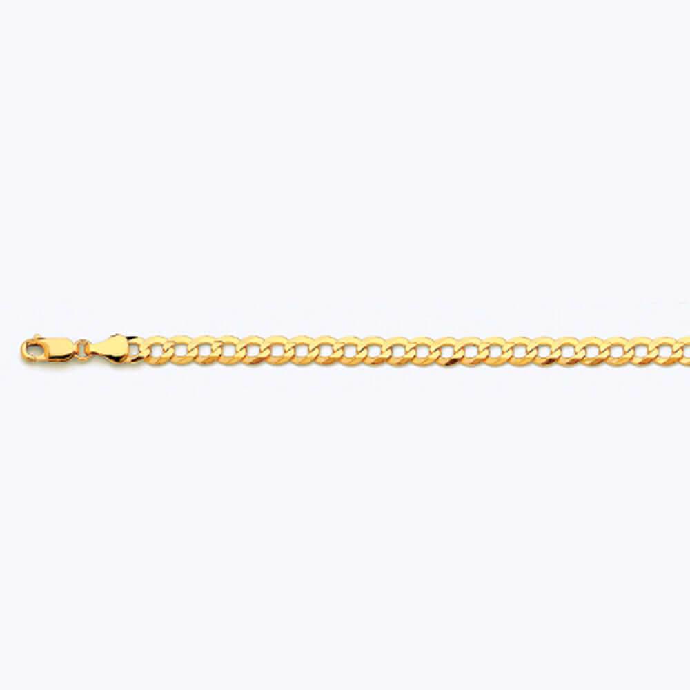 10K 5.5MM YELLOW GOLD SOLID CURB 8" CHAIN BRACELET (AVAILABLE IN LENGTHS 7" - 30")