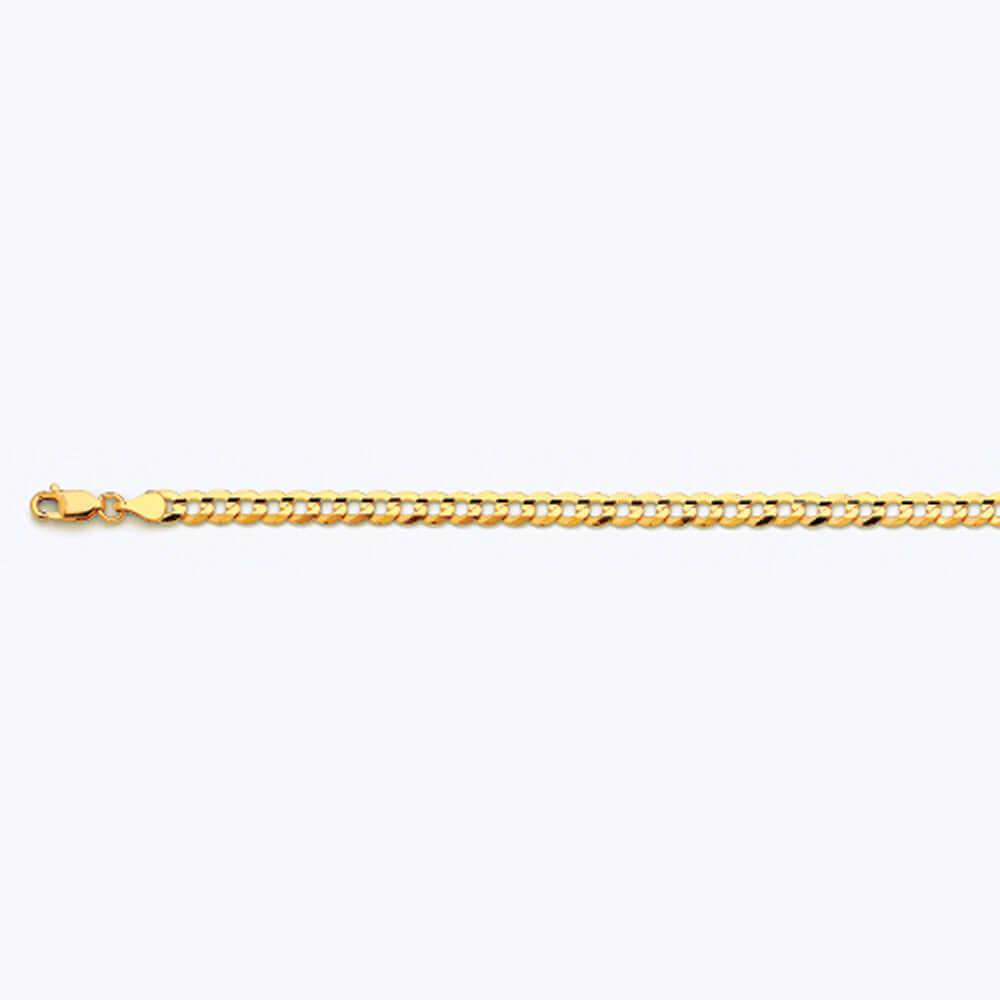 10K 4.5MM YELLOW GOLD SOLID CURB 7" CHAIN BRACELET (AVAILABLE IN LENGTHS 7" - 30")