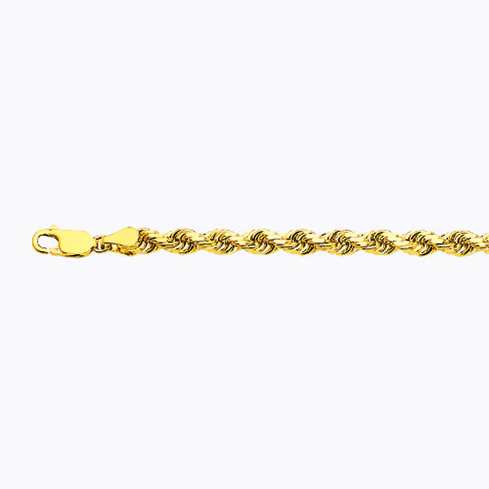 14K 5MM YELLOW GOLD SOLID DC ROPE 8.5" CHAIN BRACELET (AVAILABLE IN LENGTHS 7" - 30")