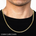 10K 3.5MM YELLOW GOLD SOLID CURB 18" CHAIN NECKLACE (AVAILABLE IN LENGTHS 7" - 30")