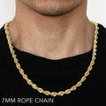 10K 7MM YELLOW GOLD SOLID DC ROPE 30" CHAIN NECKLACE (AVAILABLE IN LENGTHS 7" - 30")