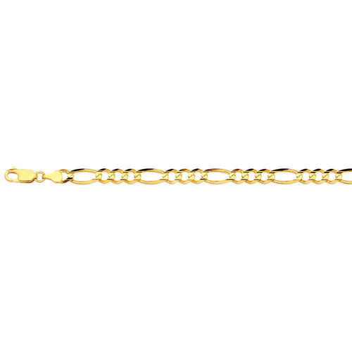 10K 5.5MM YELLOW GOLD SOLID FIGARO 24" CHAIN NECKLACE (AVAILABLE IN LENGTHS 7" - 30")