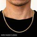 10K 4MM YELLOW GOLD SOLID MIAMI CUBAN 18" CHAIN NECKLACE (AVAILABLE IN LENGTHS 7" - 30")