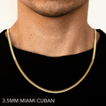 10K 3.5MM YELLOW GOLD SOLID MIAMI CUBAN 16" CHAIN NECKLACE (AVAILABLE IN LENGTHS 7" - 30")