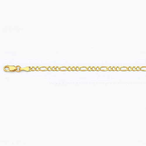 10K 2.5MM YELLOW GOLD SOLID FIGARO 24" CHAIN NECKLACE (AVAILABLE IN LENGTHS 7" - 30")