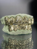 12 Teeth Gold Grillz - 6 Tops/Bottoms (Starburst w/ Rose Cut Fangs) - Norma's Jewelry