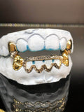 8 Teeth Gold Grillz - 2 Tops & 6 Bottoms (Starburst w/ Back Bridge) - Norma's Jewelry