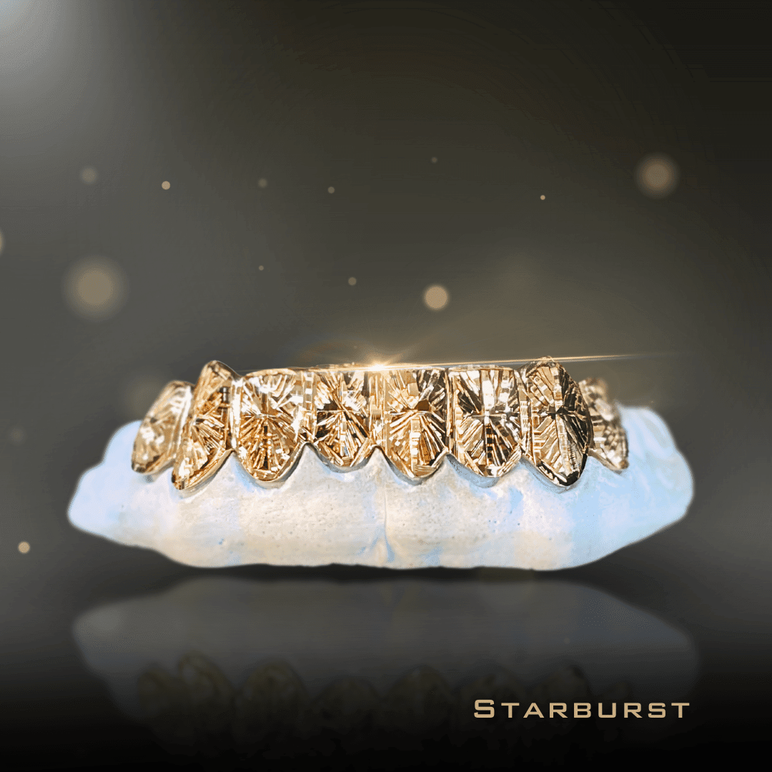 8 Teeth Gold Grillz - 8 Bottoms (Starburst) - Norma's Jewelry