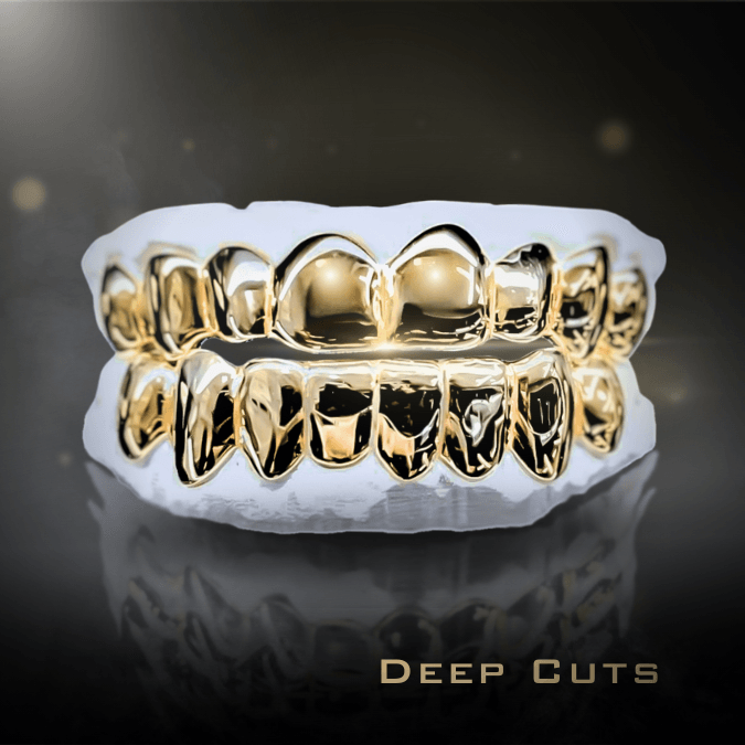 16 Teeth Gold Grillz - 8 Tops and 8 Bottoms (Deep Cuts) - Norma's Jewelry