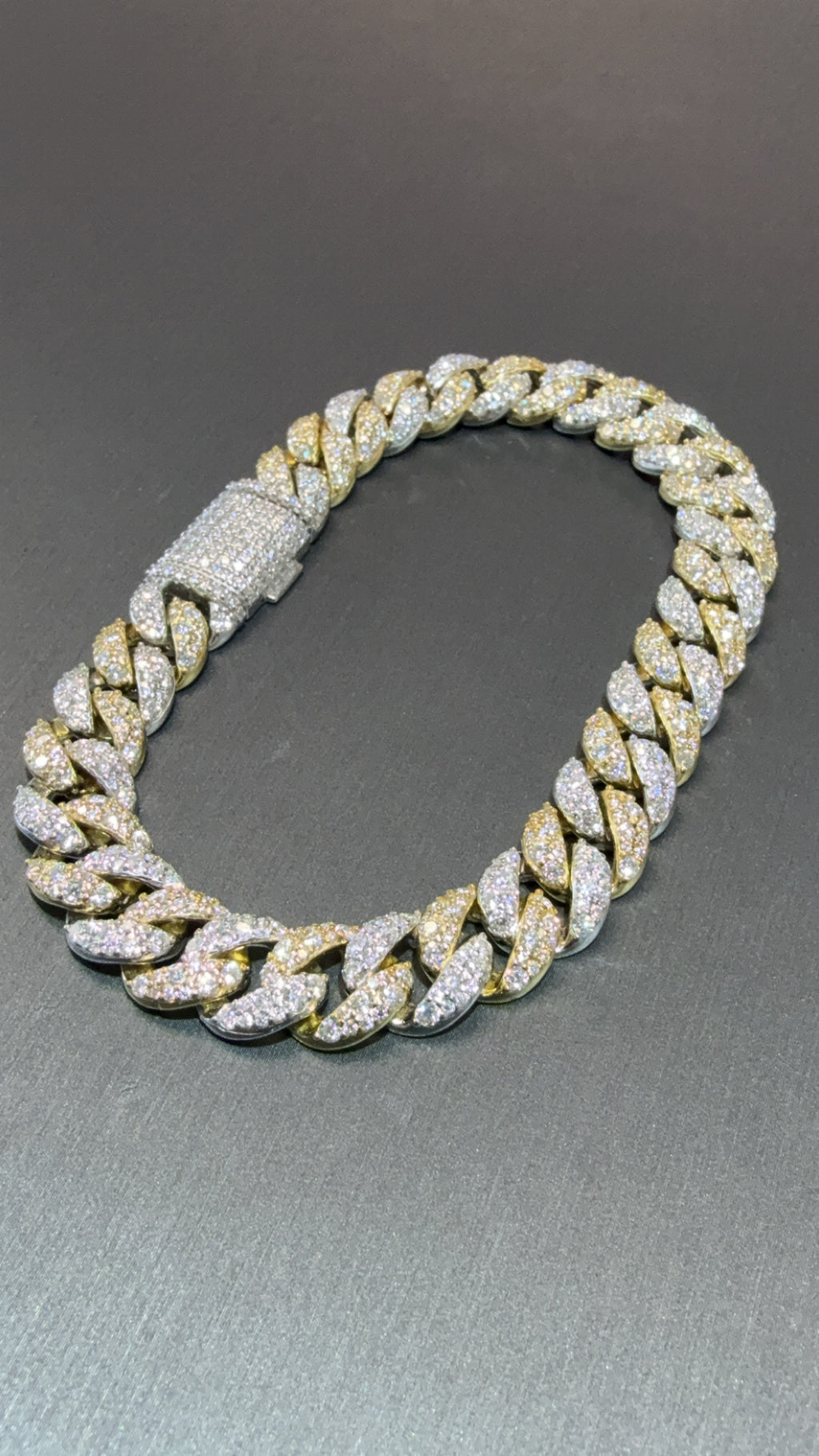 Cuban Link 2 Tone Bracelet 925 Silver with Moissanite