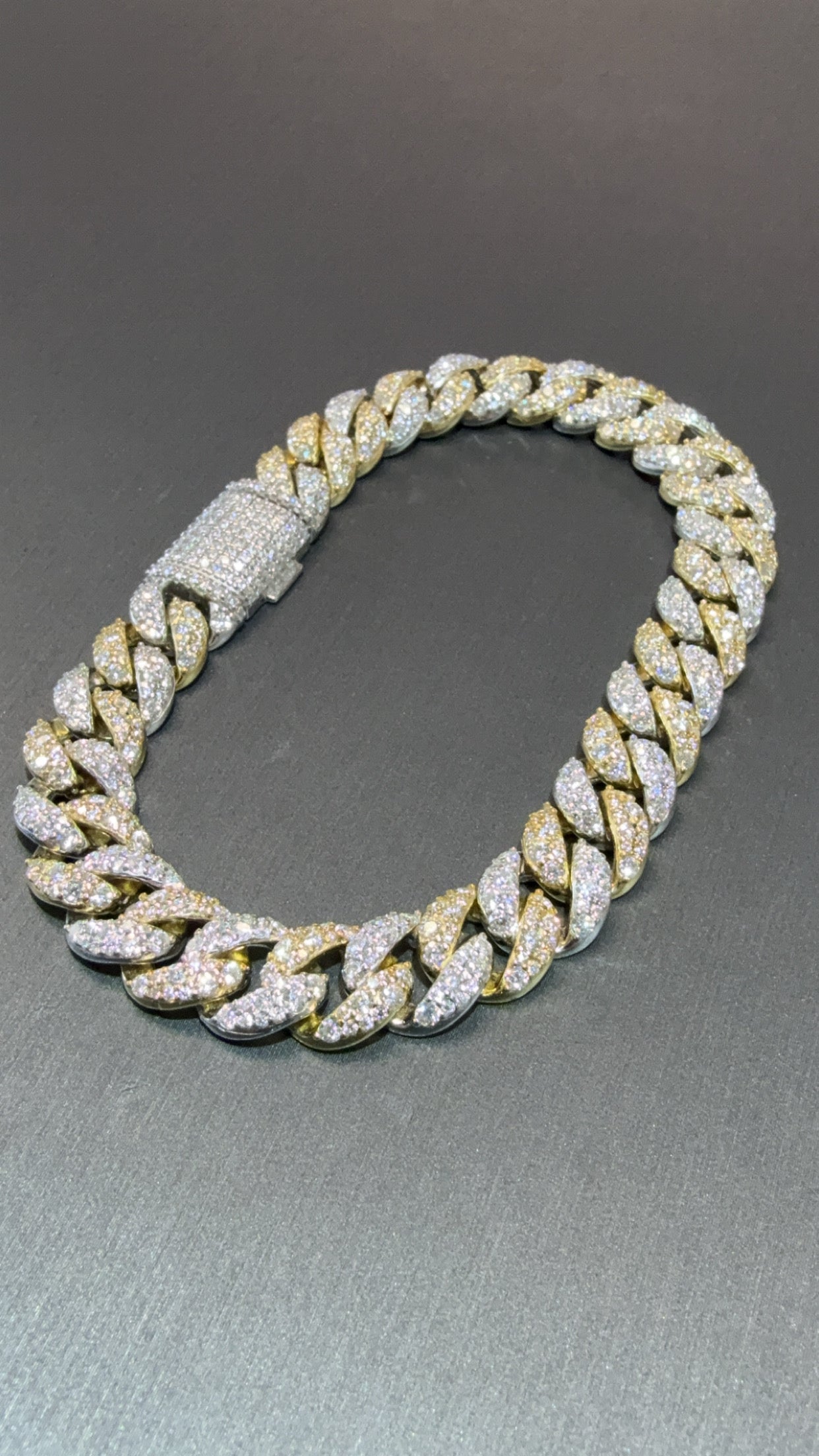 Cuban Link 2 Tone Bracelet 925 Silver with Moissanite