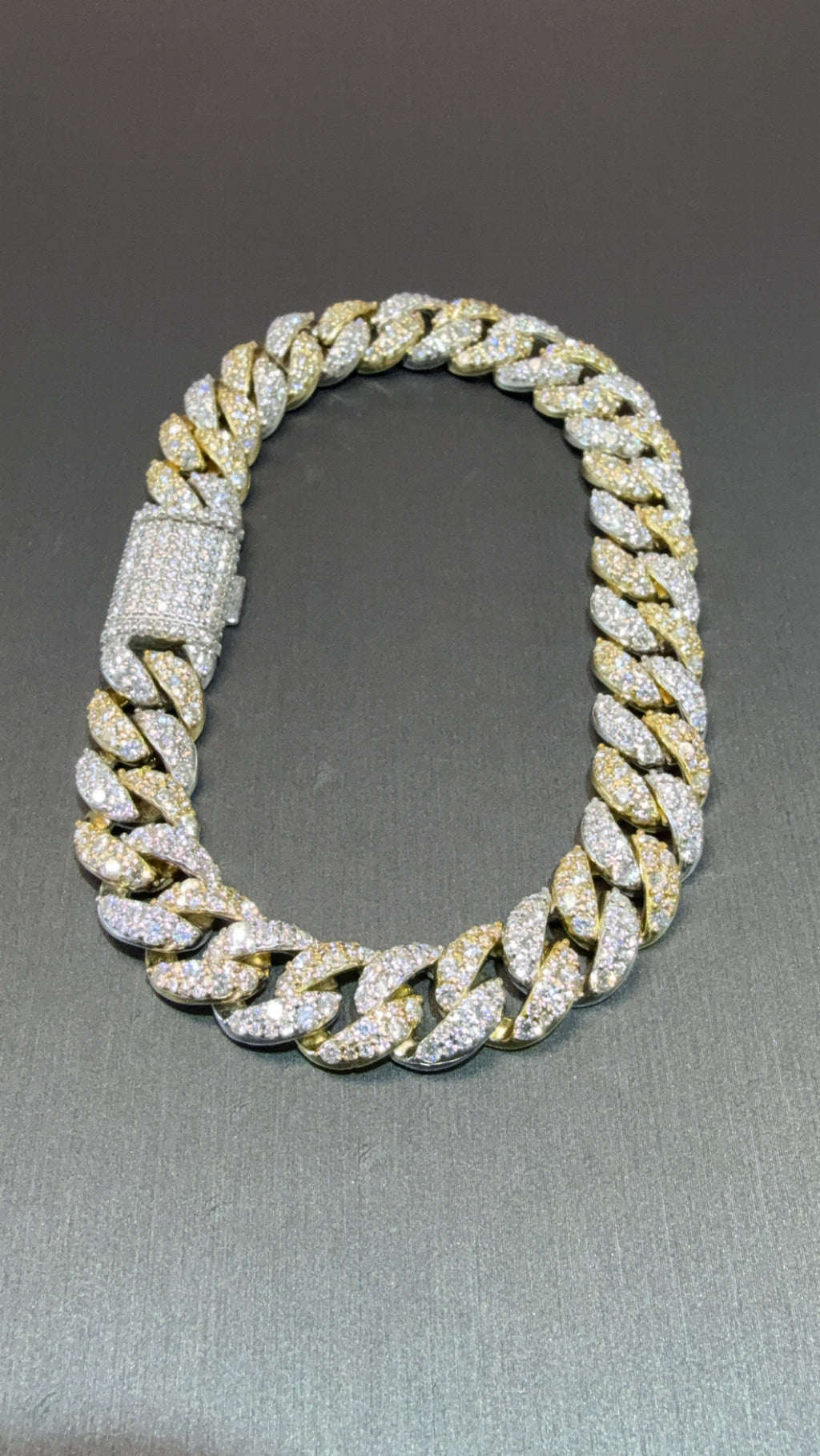 Cuban Link 2 Tone Bracelet 925 Silver with Moissanite