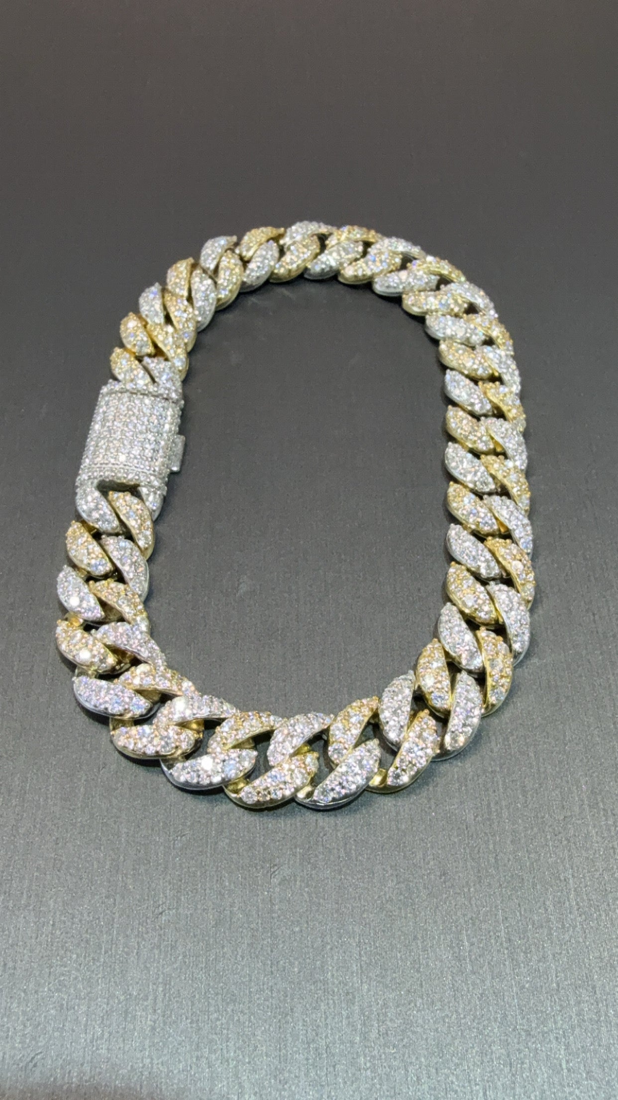 Cuban Link 2 Tone Bracelet 925 Silver with Moissanite