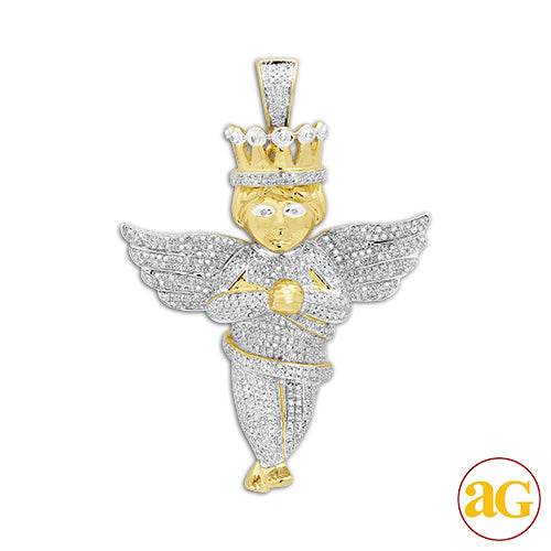 10KY 2.05CTW DIAMOND ANGEL PENDANT WITH CROWN - Norma's Jewelry