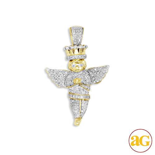 10KY 0.50CTW DIAMOND ANGEL PENDANT WITH CROWN - Norma's Jewelry