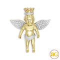 10KY 0.60CTW DIAMOND ANGEL WITH CROWN - SMALL - Norma's Jewelry