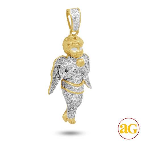 10KY 0.50CTW DIAMOND PRAYING HANDS ANGEL PENDANT - Norma's Jewelry