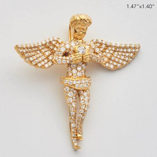 10KY 1.50CTW DIAMOND ANGEL PENDANT WITH CENTER - Norma's Jewelry