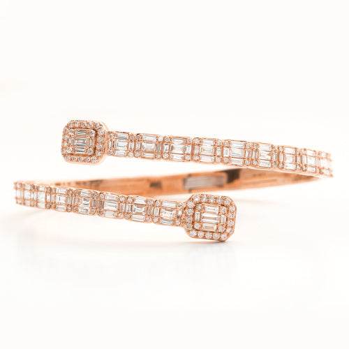 14KR 8.15CTW DIAMOND CUFF BRACELET - BAGUETTE & - Norma's Jewelry