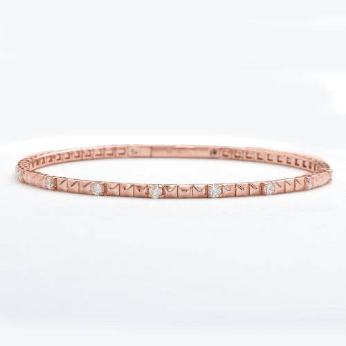 14KR 0.55CTW DIAMOND SINGLE ROW BEADED BANGLE - Norma's Jewelry