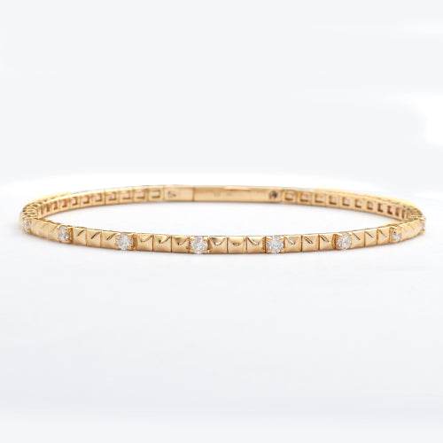 14KY 0.55CTW DIAMOND SINGLE ROW BEADED BANGLE - Norma's Jewelry