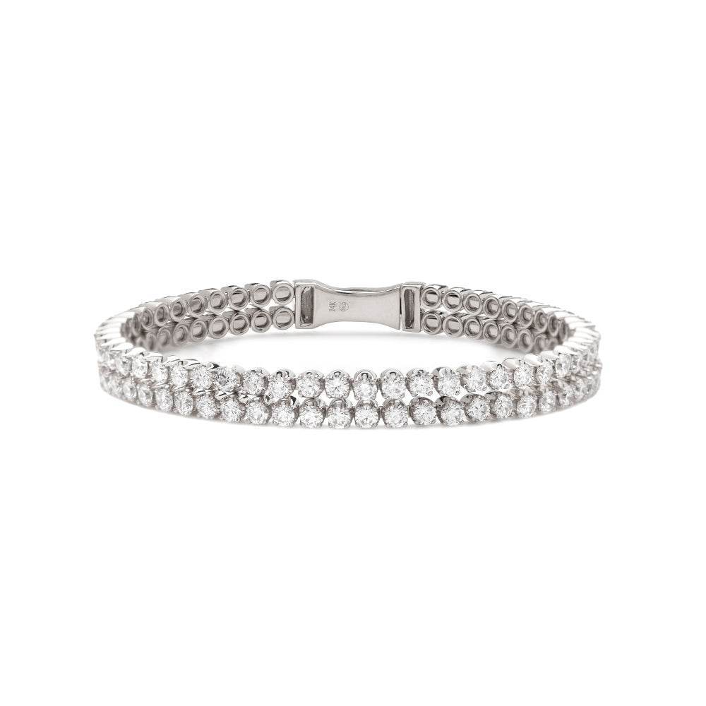 14KW 7.95CTW DIAMOND DOUBLE ROW BANGLE - Norma's Jewelry