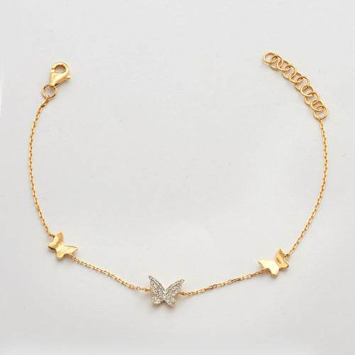 14KY 0.15CTW DIAMOND BUTTERFLY BRACELET - Norma's Jewelry