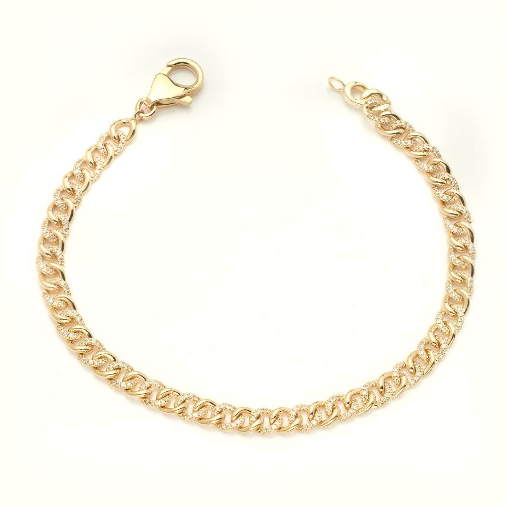 14KY 0.55CTW DIAMOND MIAMI CUBAN LADIES BRACELET - Norma's Jewelry