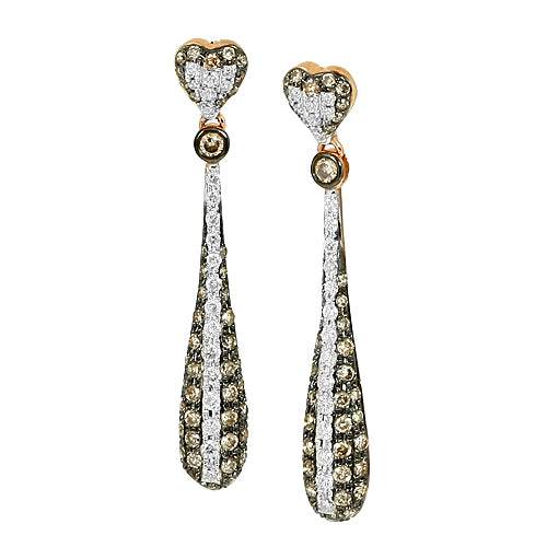 14K 1.00CTW CHAMPAGNE DANGLING EARRINGS - Norma's Jewelry