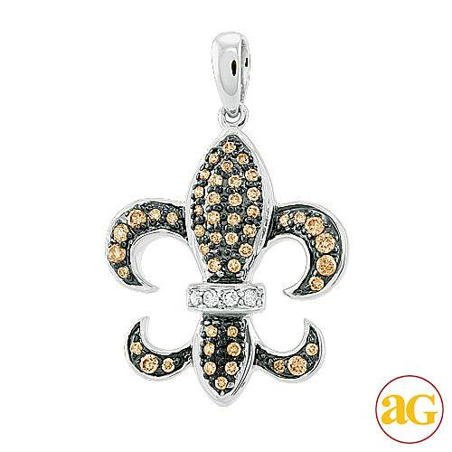 10KW 0.35CTW CHAMPAGNE DIAMOND FLEUR DE LIS PENDAN - Norma's Jewelry
