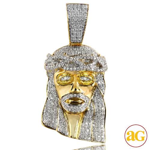 10KY 2.65CTW DIAMOND JESUS HEAD PENDANT - Norma's Jewelry