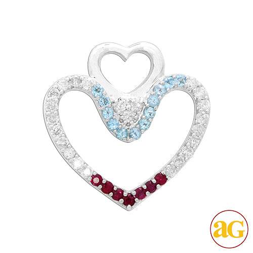 10KW 1.25CTW DIAMOND HEART PENDANT WITH TOPAZ - Norma's Jewelry