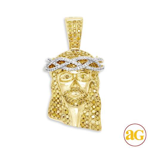 10KY 2.75CTW YELLOW AND WHITE DIAMOND JESUS - Norma's Jewelry