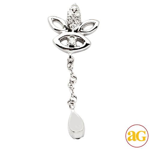 18KW 0.12CTW DIAMOND 3 LEAF SHAPED DANGLING - Norma's Jewelry