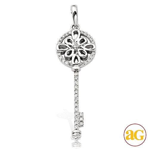 14KW 0.25CTW DIAMOND ROUND DESIGN KEY PENDANT - Norma's Jewelry