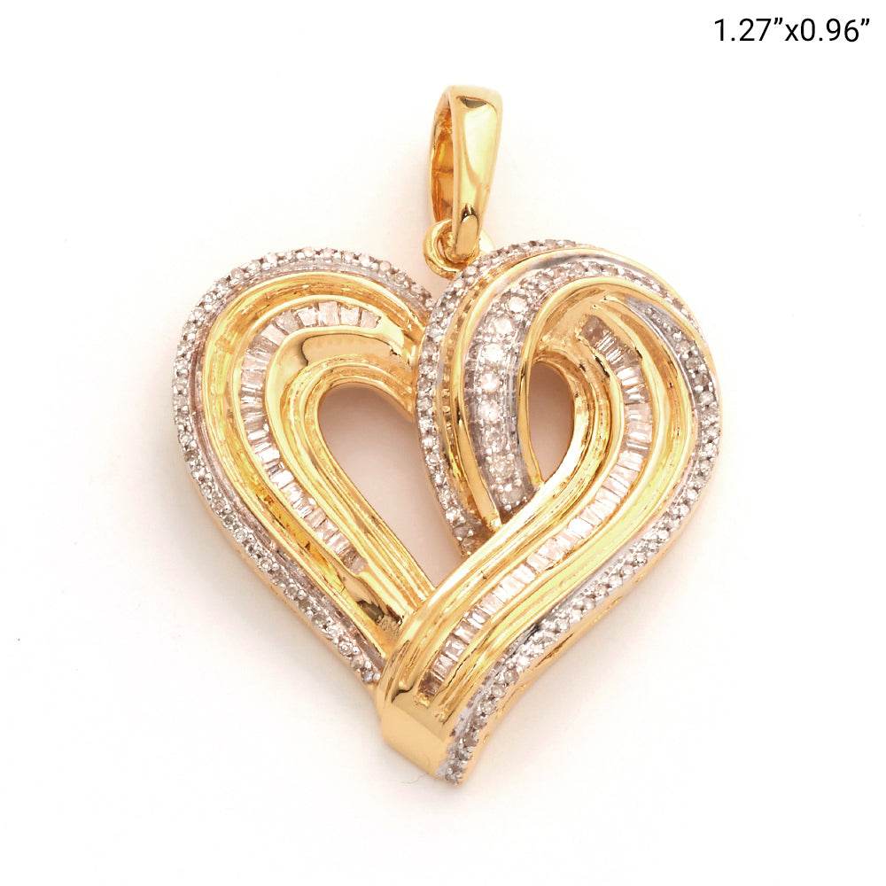 10KY 0.50CTW BAGUETTE DIAMOND HEART PENDANT - Norma's Jewelry