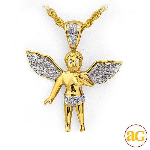 10KY 0.25CTW DIAMOND ANGEL PENDANT - Norma's Jewelry