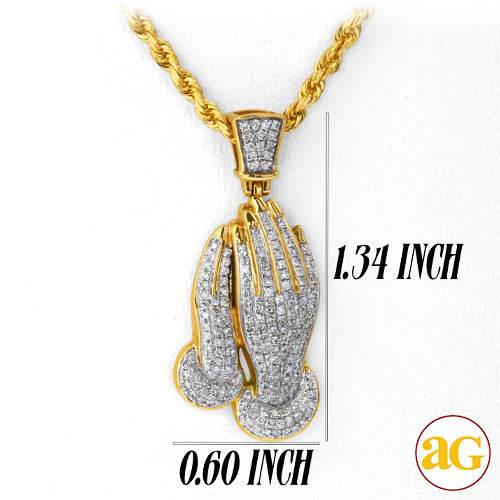10KY 0.50CTW DIAMOND PRAYING HANDS PENDANT - Norma's Jewelry