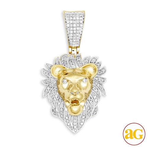 10KY 0.35CTW DIAMOND LION HEAD PENDANT - Norma's Jewelry